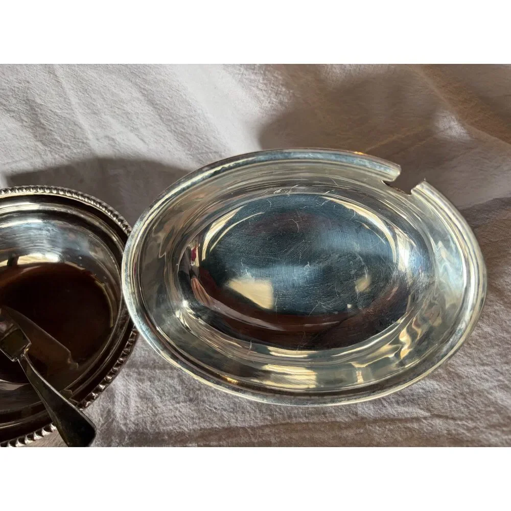 Bombay Silverplated Jam Butter Serving Dish with Jam/Butter Knife  Made in India
